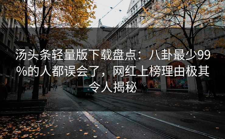 汤头条轻量版下载盘点：八卦最少99%的人都误会了，网红上榜理由极其令人揭秘