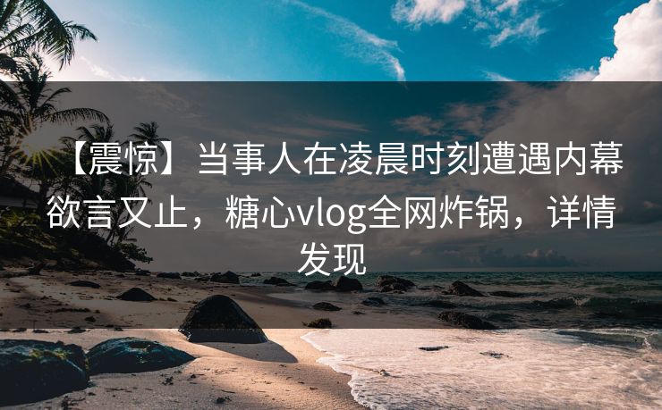 【震惊】当事人在凌晨时刻遭遇内幕 欲言又止，糖心vlog全网炸锅，详情发现