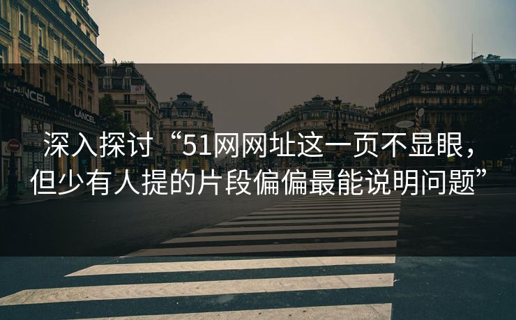 深入探讨“51网网址这一页不显眼，但少有人提的片段偏偏最能说明问题”