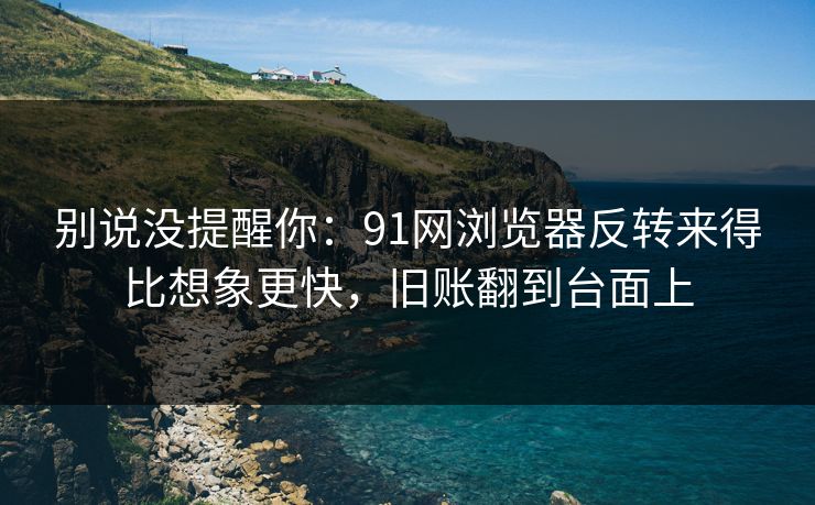 别说没提醒你：91网浏览器反转来得比想象更快，旧账翻到台面上